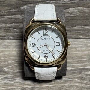 Gossip Watch Womens Gold Tone White Croc Leather Band Quartz GSP888B PC21 Japan